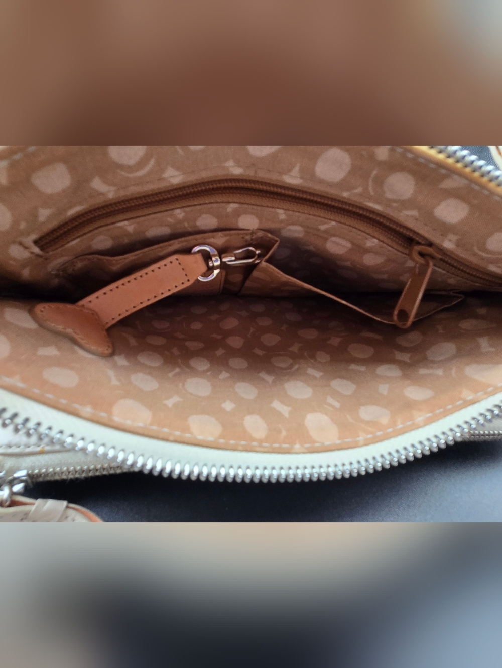 Brighton Ferrara Leather Crossbody Organizer Bag - Cream/Tan #F270671 - Picture 8 of 14